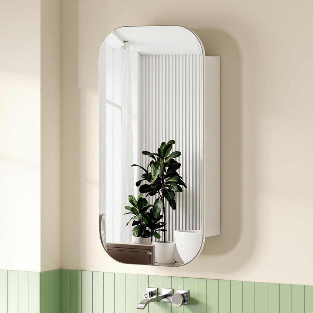 Cefito Bathroom Mirror Cabinet Medicine Shaving Arch Wall Hung 450x900mm White