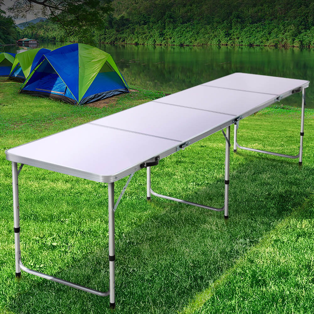 Weisshorn Folding Camping Table 240CM Portable Outdoor Picnic BBQ Aluminium Desk