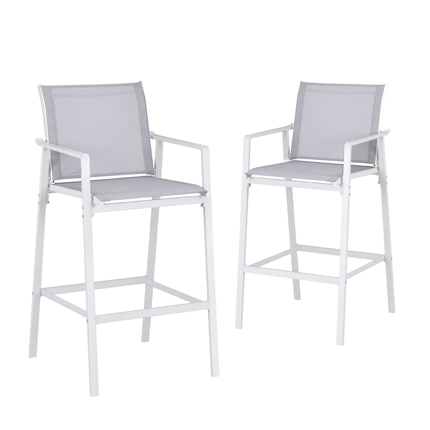 Gardeon 2PC Outdoor Bar Stools Dining Chairs Patio Furniture Garden Steel Textilene White