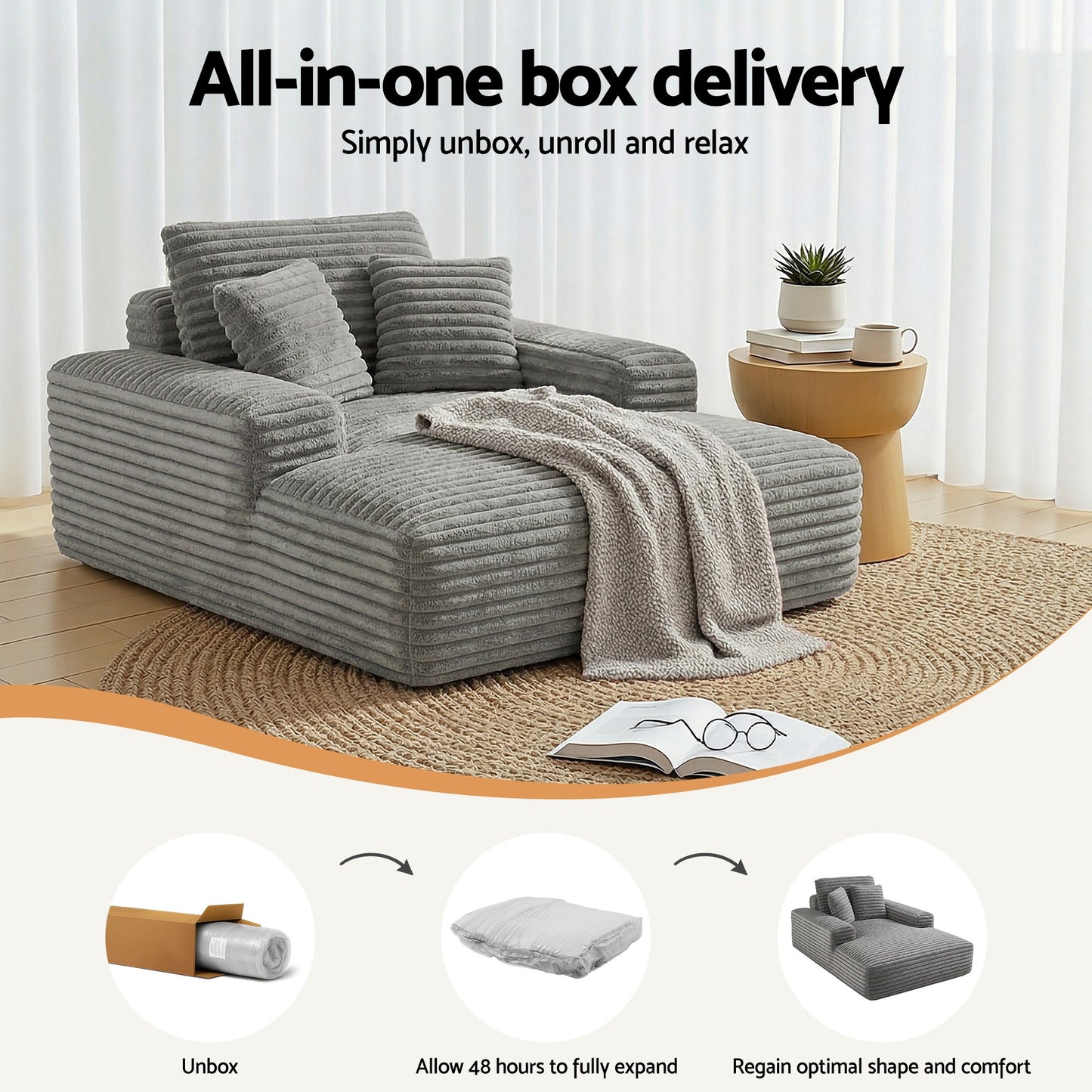Artiss Sofa Bed Lounge Chair Recliner Couch Reading Chairs Sleeper Cloud Sofas