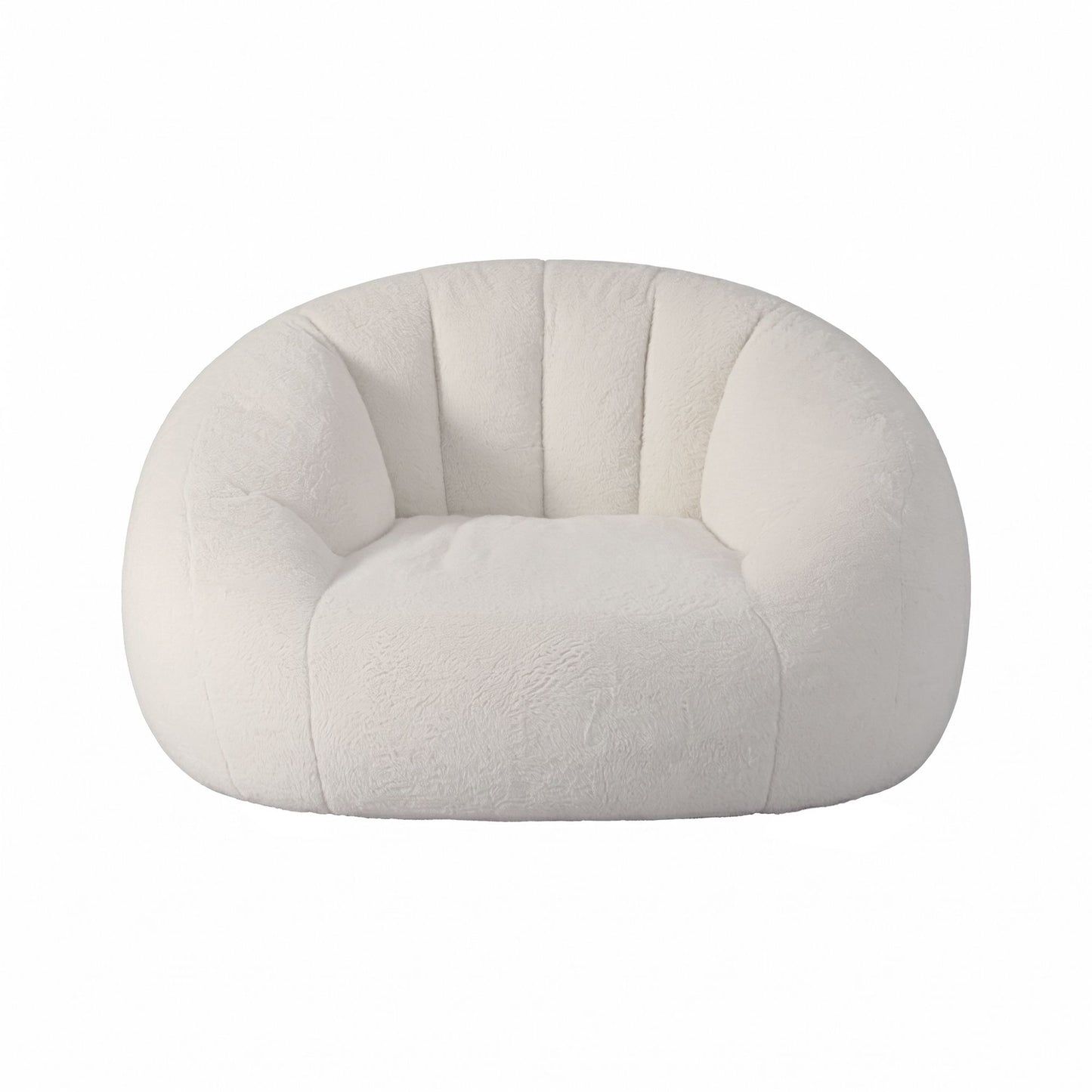 Artiss Single Small Boneless Couch Comfy Bean Bag for Living Room Faux Fur White