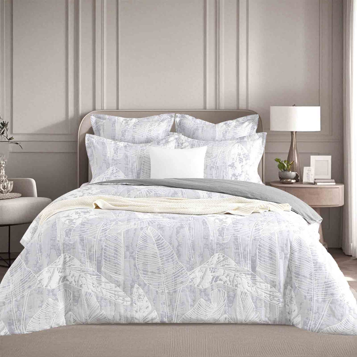 Grove Charcoal Jacquard European Pillowcase by Renee Taylor