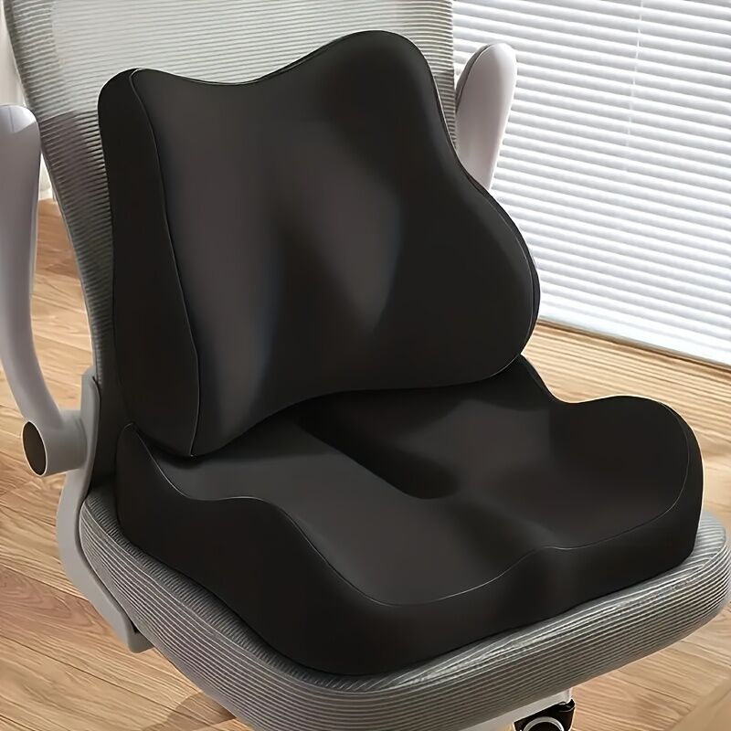 grey+black **Waist Support and Seat Cushion Combo: Scientifically Supports the Back, Breathable and Pressure-Relieving, Comfortable for 8 Hours of Sitting**