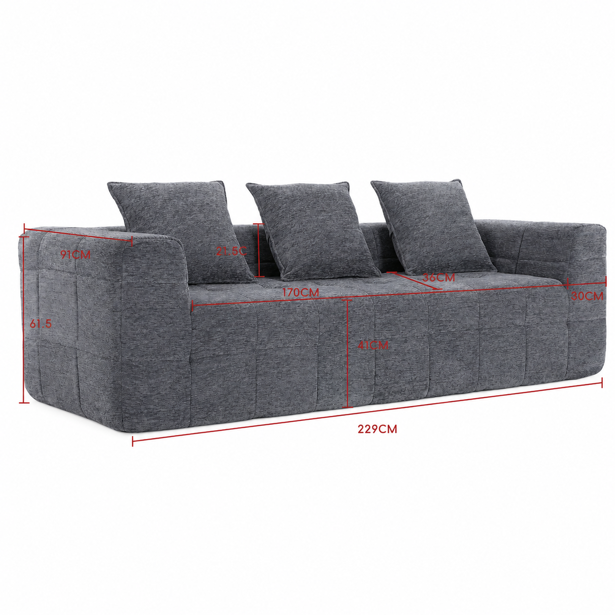 Monda 3 Seater Compressed Sofa