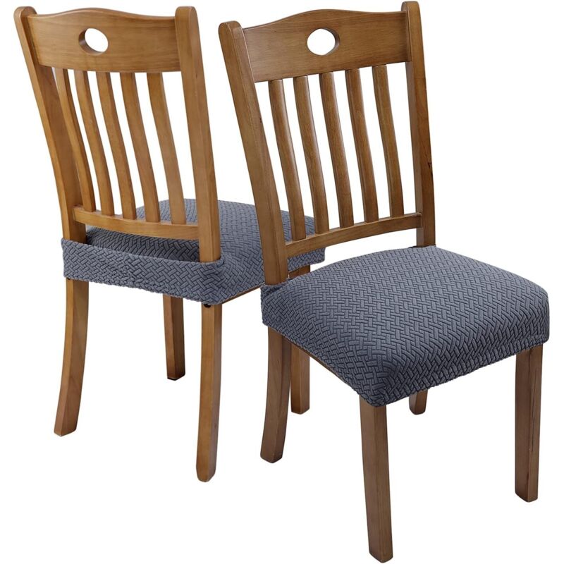 4 pcs Stretch Chair Covers Jacquard Embossed Removable Washable For Dining ROom Kitchen Office Hotel (With Back Straps)