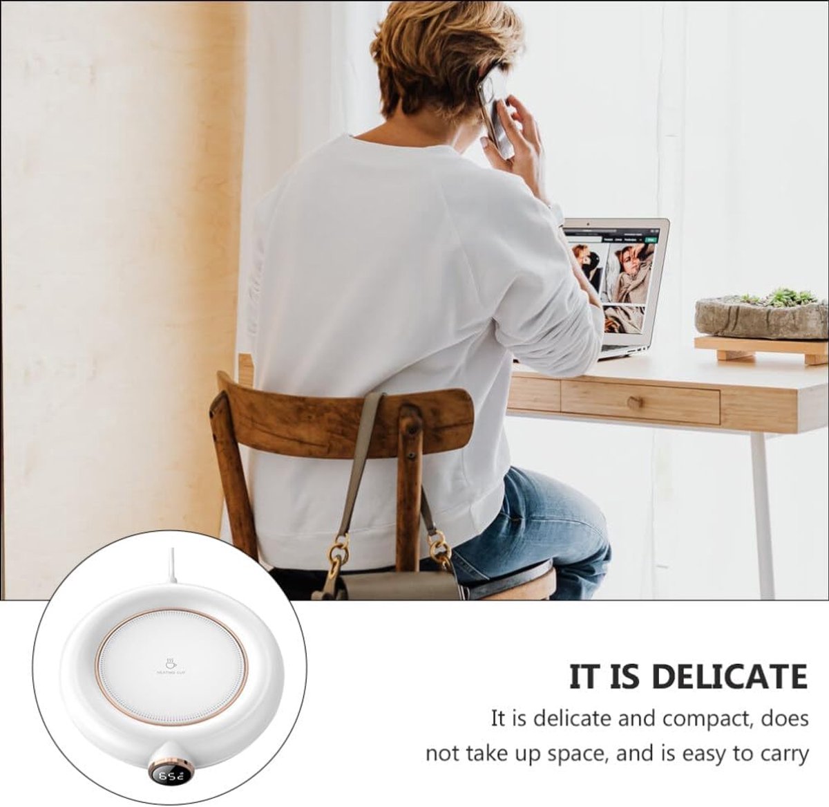 Cup or mug warmer - Heating plate - Coffee cup warmer - Tea cup warmer - Thermal heating plate - Heated coaster - USB coffee warmer for home, office or study use - Wit