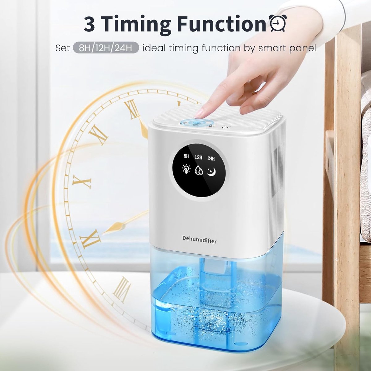 Dehumidifier - Ultra-Quiet Smart Dehumidifier - Home Dehumidifier - Ultra-Quiet Portable Dehumidifier - For Drying Laundry - Dehumidifies Bedrooms, Bathrooms, Wardrobes, and Caravans - White