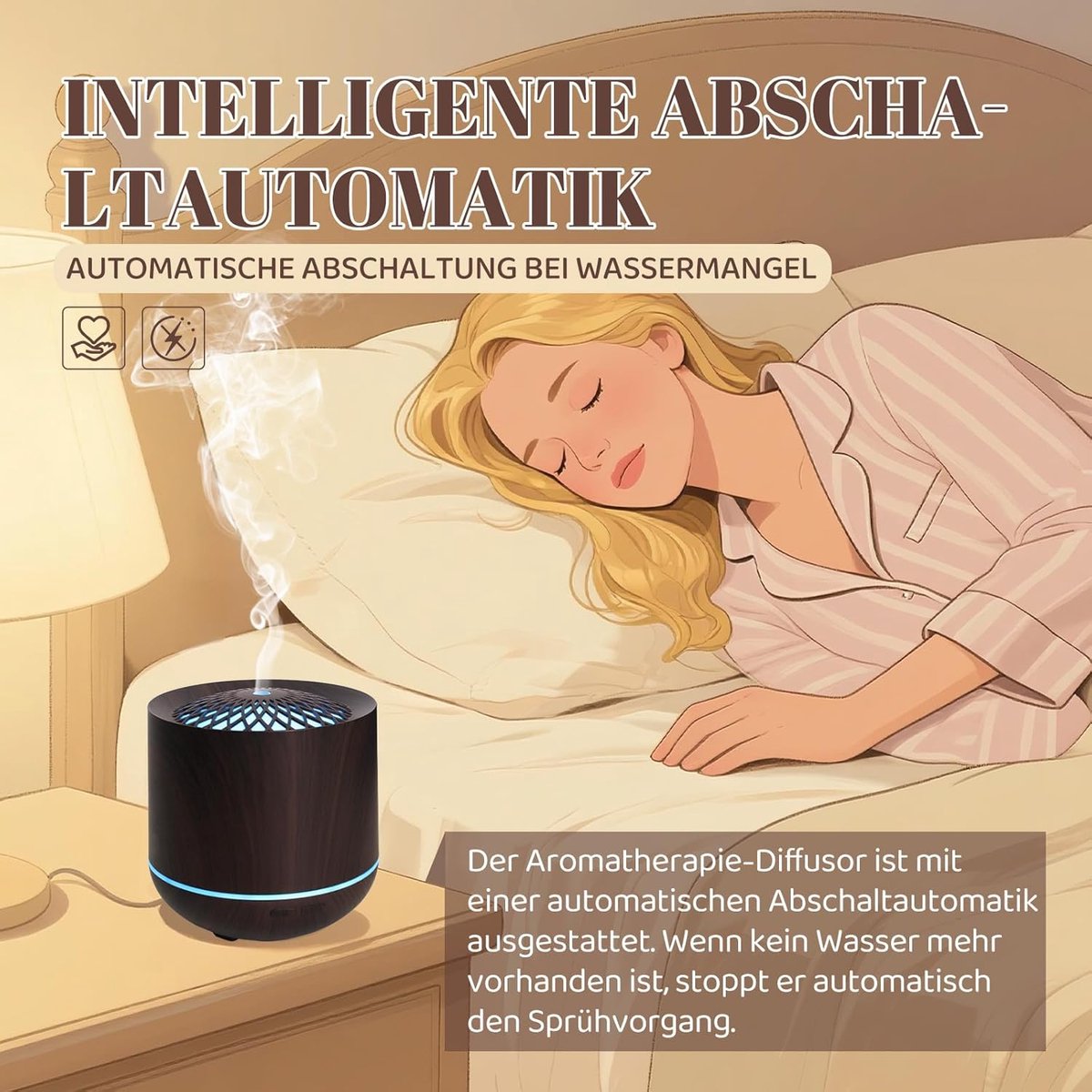 Humidifiers - Aromatherapy Humidifier - 300ml Diffuser - Air Humidifier - Room Humidifier - 7-Color LED - Light and Automatic Shut-Off - Essential Oil Diffuser for Home and Office (Dark)