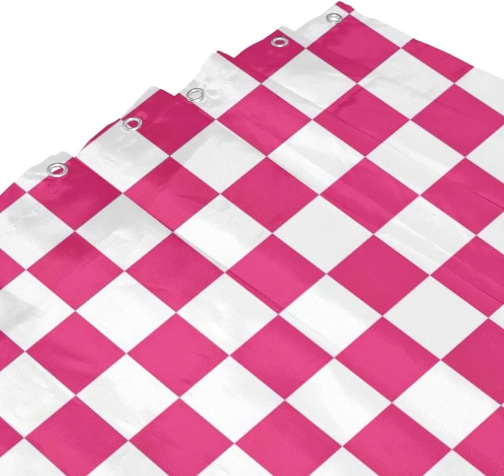 Checkered Shower Curtain, Retro Chess Pattern Vintage Aesthetics for Bathroom, 180x180 cm