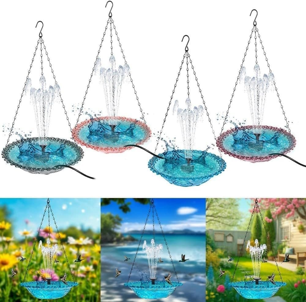 Solar Powered Bird Bath Fountain for Garden and Outdoors, Automatic Solar Water Feature, Decorative Bird Waterer, Blue