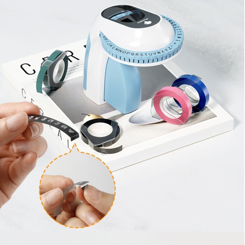 3 rolls of label tape, portable 3D label printer for home, easy to use, Blue