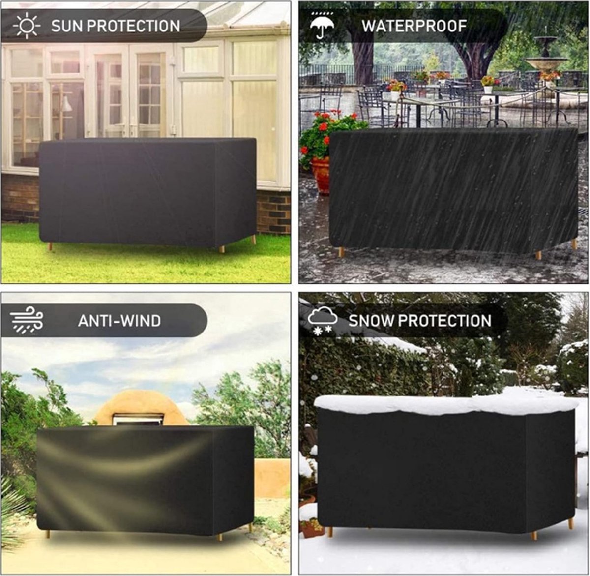 Garden Furniture Cover - 180*150*80cm - Table Cover Garden Furniture Cover - Waterproof & Dustproof - UV Resistant - Weatherproof - 210D Oxford - Tear Resistant - Garden Table Covers - Cover For Garden - Protective Cover For Garden Furniture - Sturdy & Du