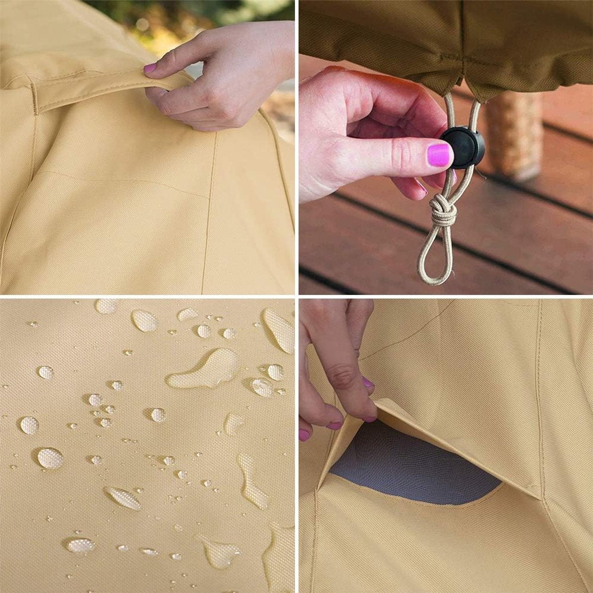 Garden Bench Cover - Protective Cover for 2-Seater Garden Bench - Bench Cover - Waterproof Garden Bench Cover - 210D Oxford - Windproof - Waterproof - Tear-Resistant - Beige - 147 x 83 x 79 cm