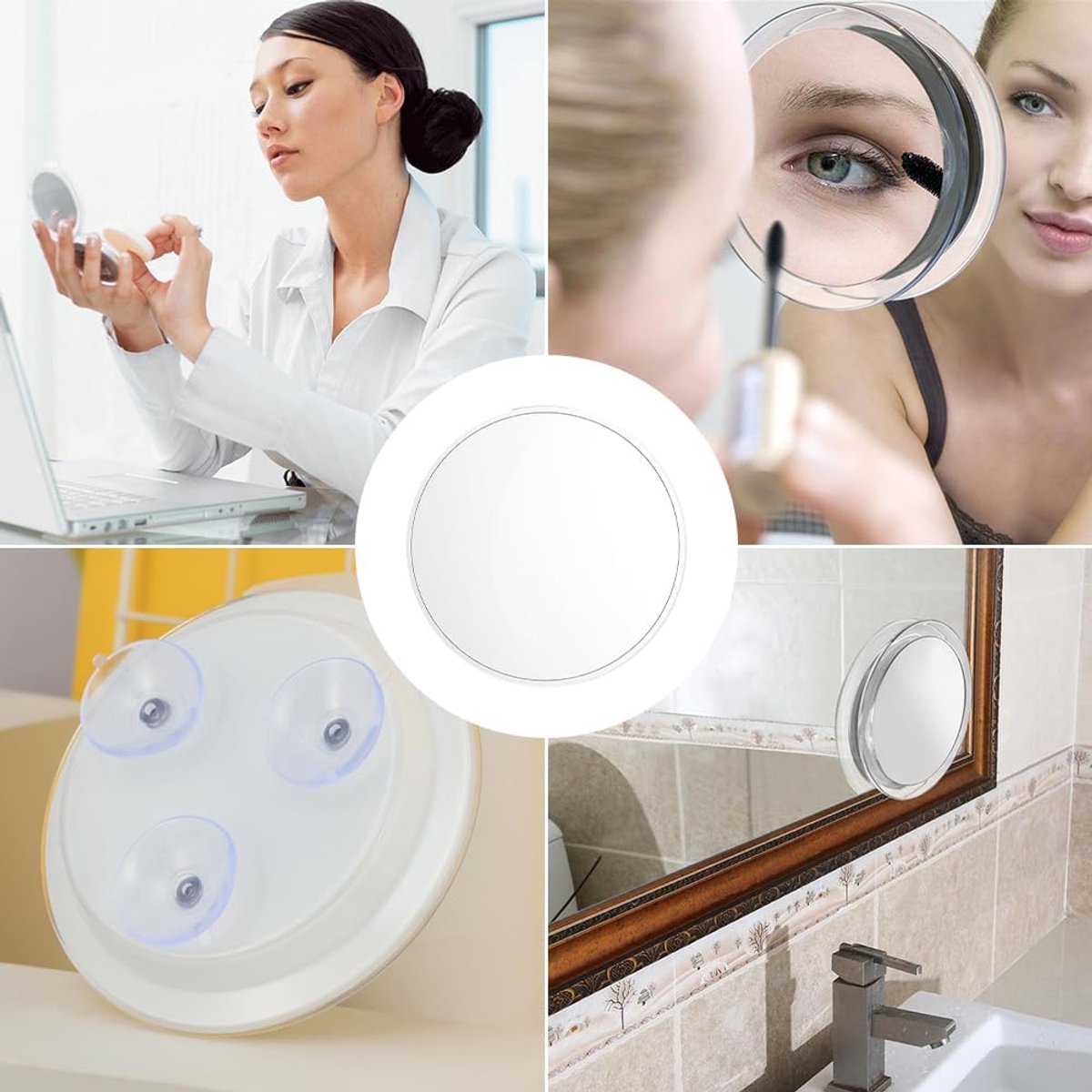 20x magnifying mirror - 15 cm - Mirror - Magnifying glass - Makeup mirror - Magnifying makeup mirror - Shaving mirror - with suction cup - 20x detail magnifier - Round magnifying mirror - Close-up mirror for precise makeup details - white