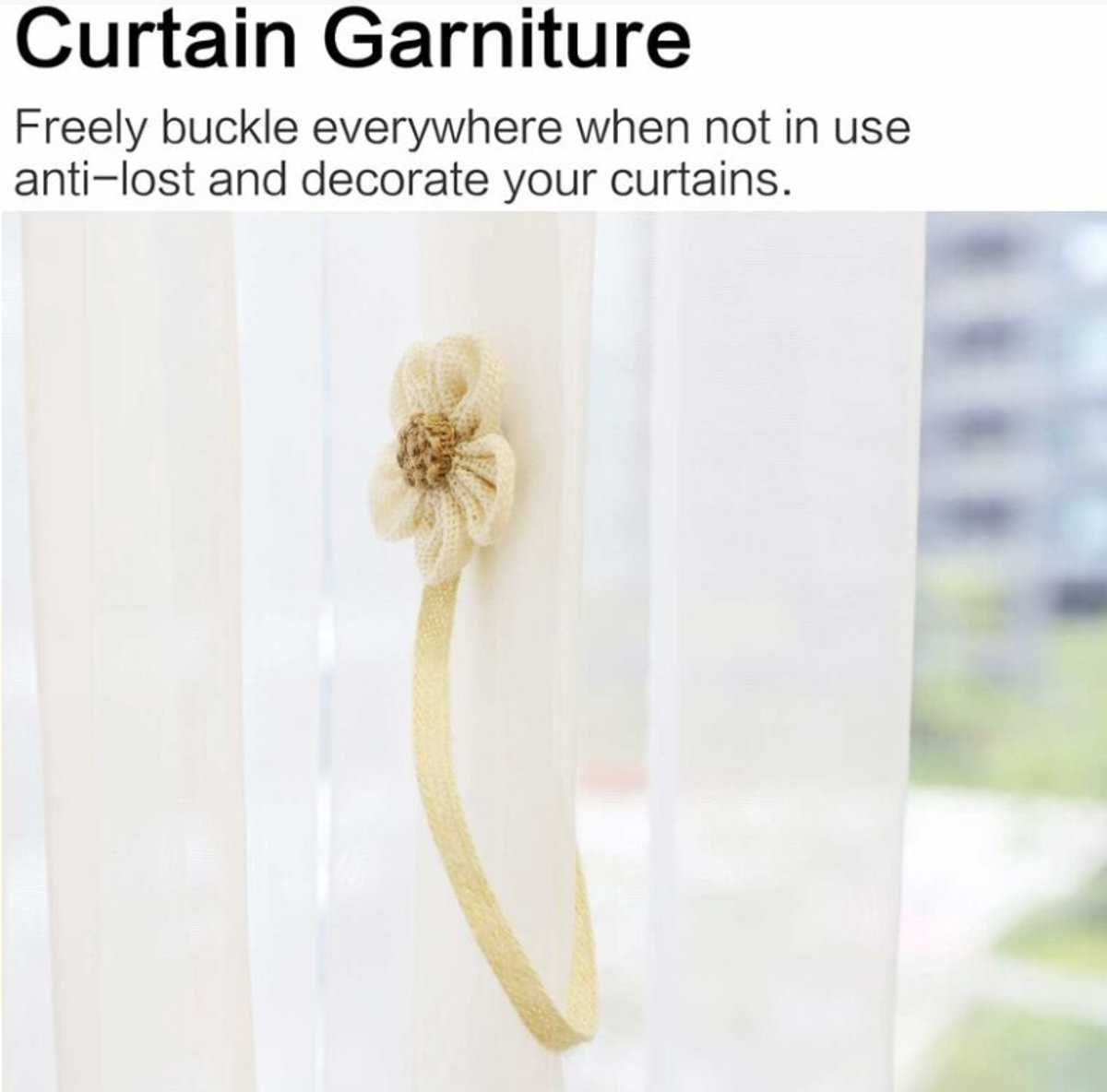 Curtain Holder - 2 Pieces - Curtain Tie Back - Curtain Tie Rope - Magnetic Curtain Cord - Beige - 40 cm