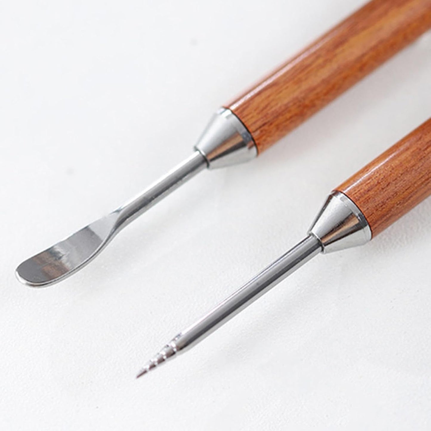 Coffee Latte Art Needle - 304 Stainless Steel Coffee Art Pen - Cappuccino Engraving Pen Double Head - Stainless Steel Espresso Tool - For Latte Decoration - With Wooden Handle