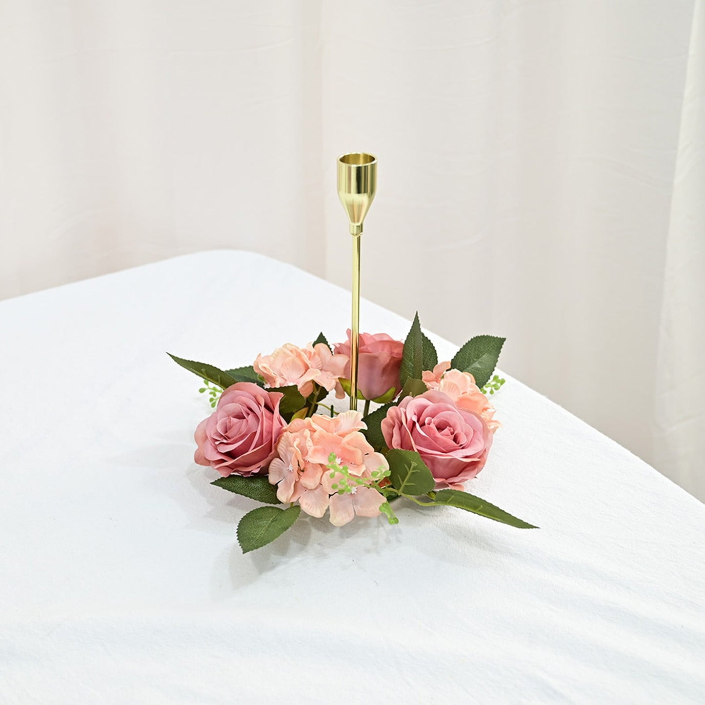 Clearance! JWDX Simulated Pendant, Artificial Flowers Promotion, Simulation Rose Wreath 20Cm Candlestick Wreath Christmas Decoration Window Prop Table Wedding Decoration Flowers E