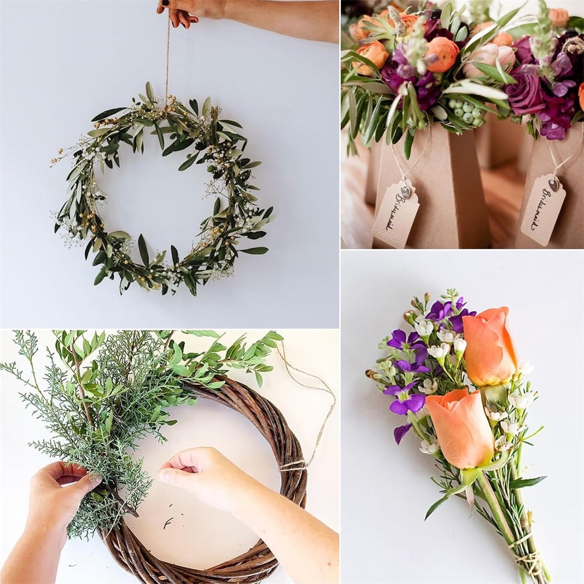 1 Rolls Floral Bind Wire Wrap Twine,Tutuviw Vine Wire Waterproof Paper Wrapped Rope Metal Wire for Flower Bouquets Flower Crowns, Artificial Flower Making, DIY Projects,Wedding Decorating (Brown) Brown