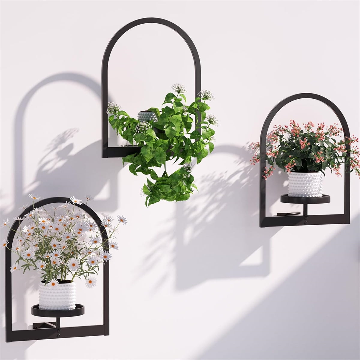 Metal Hanging Flower Holder,QZS Wall Plant Holders,Premium Picture Frame Flower Stand,Portable Indoor Plant Shelves for Bathroom,Living Room,2pcs