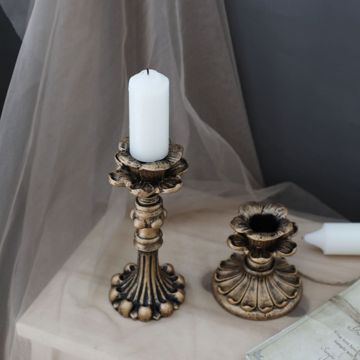 Candlestick Holders , Brass Gold Candlestick Holder Set Candle Stick Holders Decorative Candlestick Stand for Wedding Party Dinning as shown 096