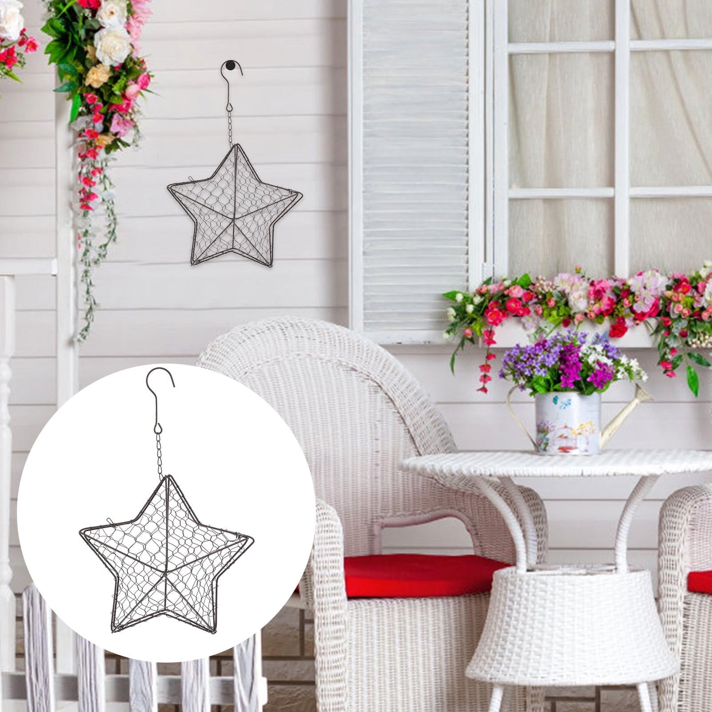 HOOWIFFY Iron Wire Wall Planter Hanging Basket Decorative Flower Pot Holder Space Saving for Indoor Outdoor Use 1 Pc