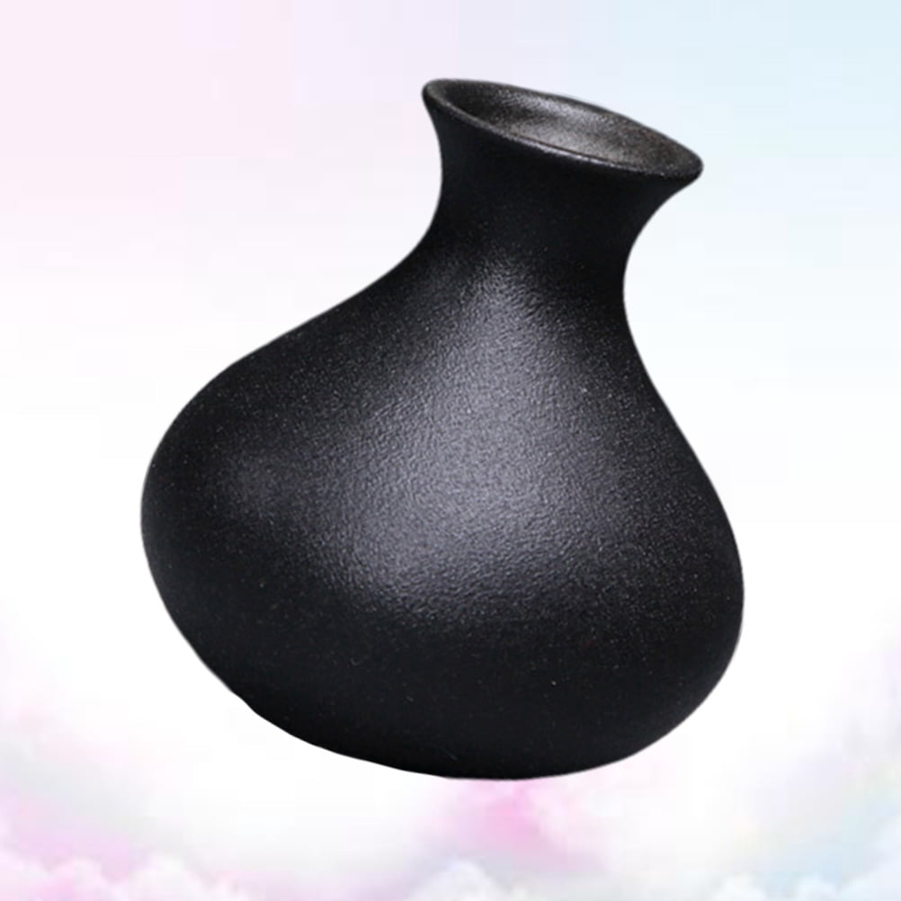 HOOWIFFY Black Ceramic Vase for Plants, Home Decor, Flower Pot, Modern Ornamental Plant Holder
