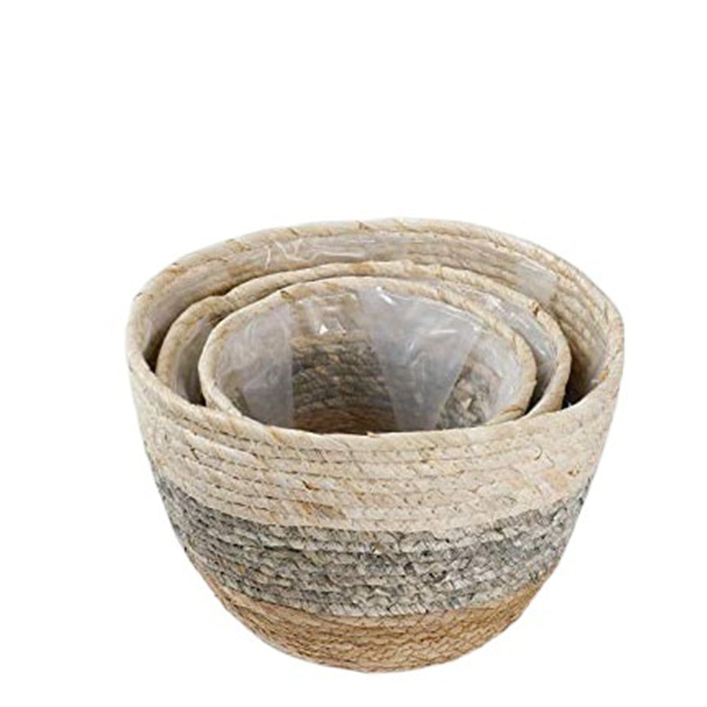 Darzheoy Woven Seagrass Plant Basket, Flower Pots Home Boho Decor, Storage Picnic Grocery Straw Bag for Plant Artificial Tree - 5.5"×8.7"×6.3 C