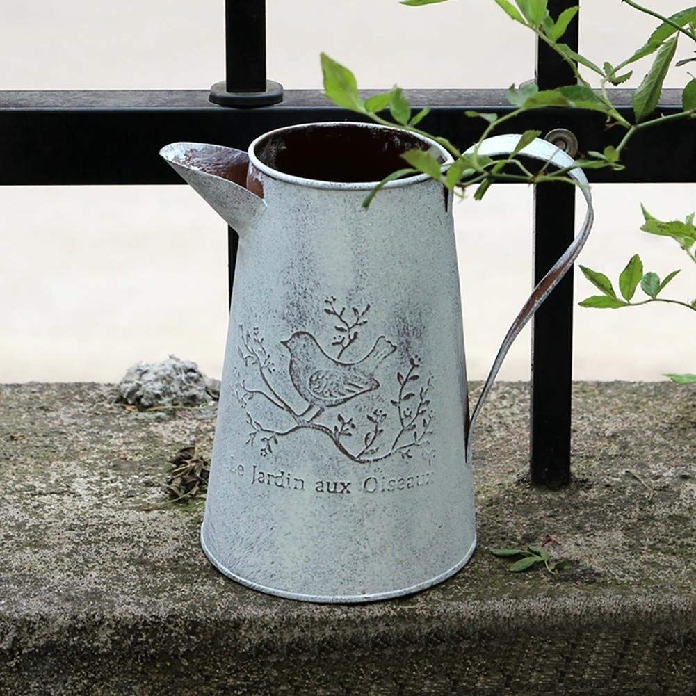 Home Decor Home Decor Shabby Chic Galvanized Finish Metal Vase Country Rustic Pitcher Primitive Jug Watering Can
