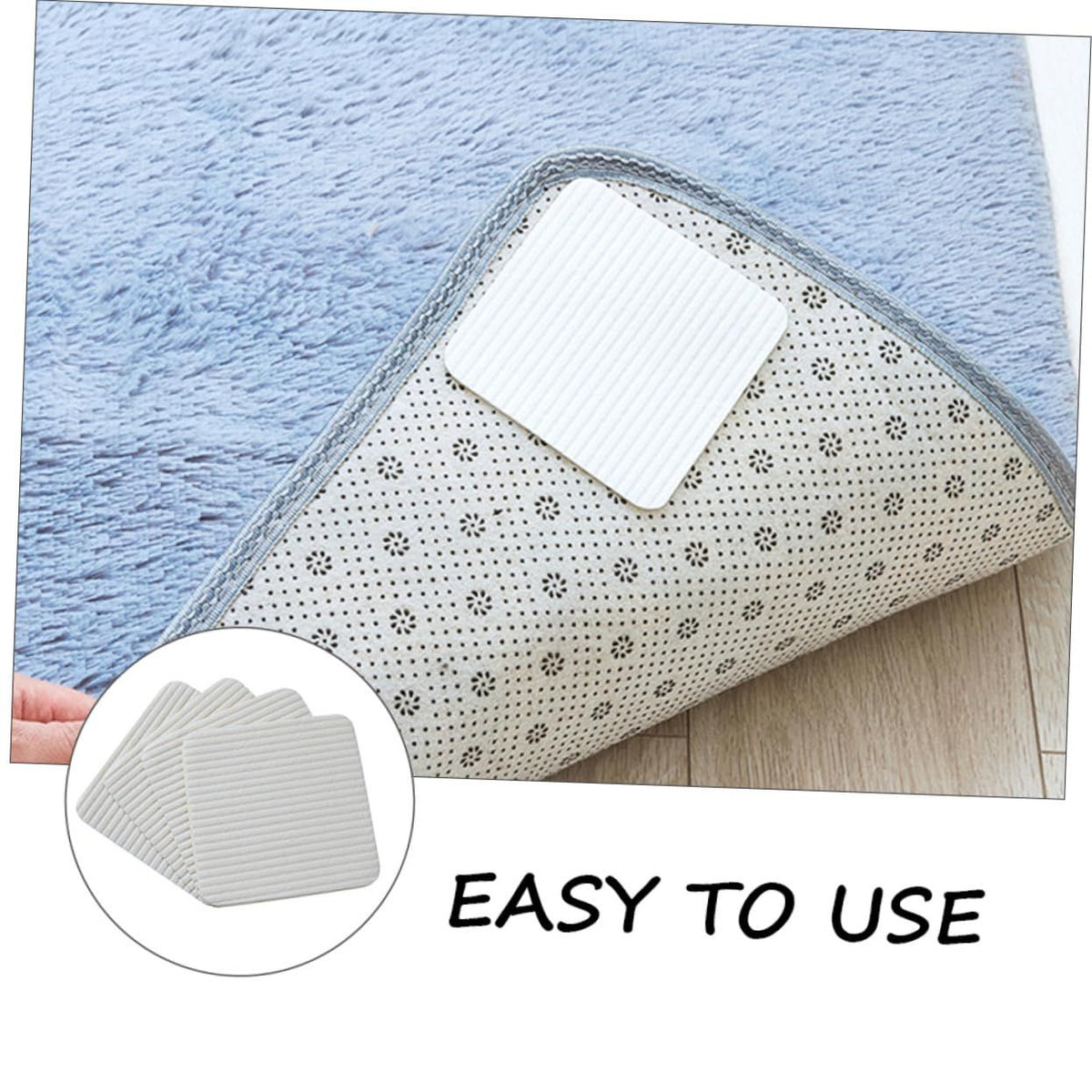 4pcs Carpet Anti-Slip Stickers Washable Area Rug Traceless Carpet Sticker Floor Stickers for Carpet Nonslip Rug Footprint White