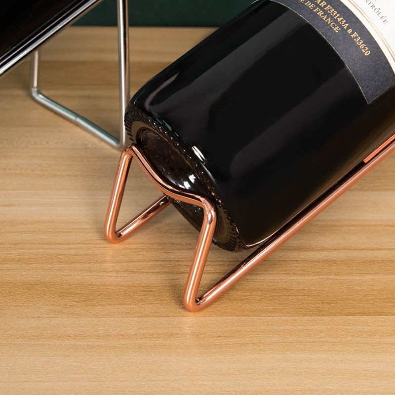 Simple Electroplating Craft Wine Rack Stainless Steel Red Wine Beer Wine Holder Household Wine Bottle Rack Accessories (2pcs)