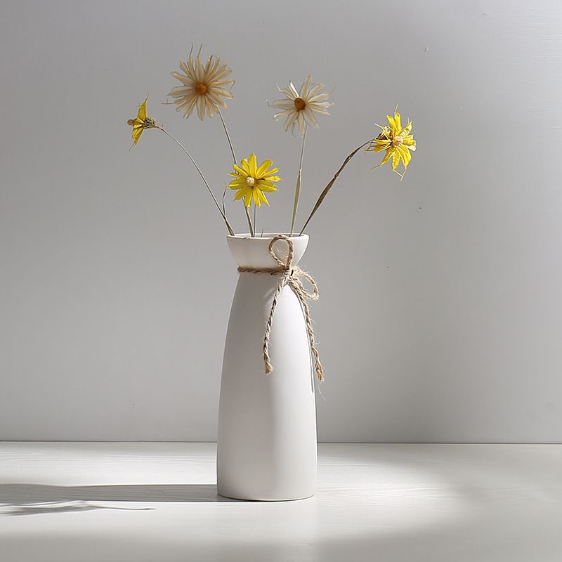Ceramic Vase - Flowers Vase Modern Home Decor, White Geometric Decorative Vases for Living Room, Dried Flower Vase, Mantel