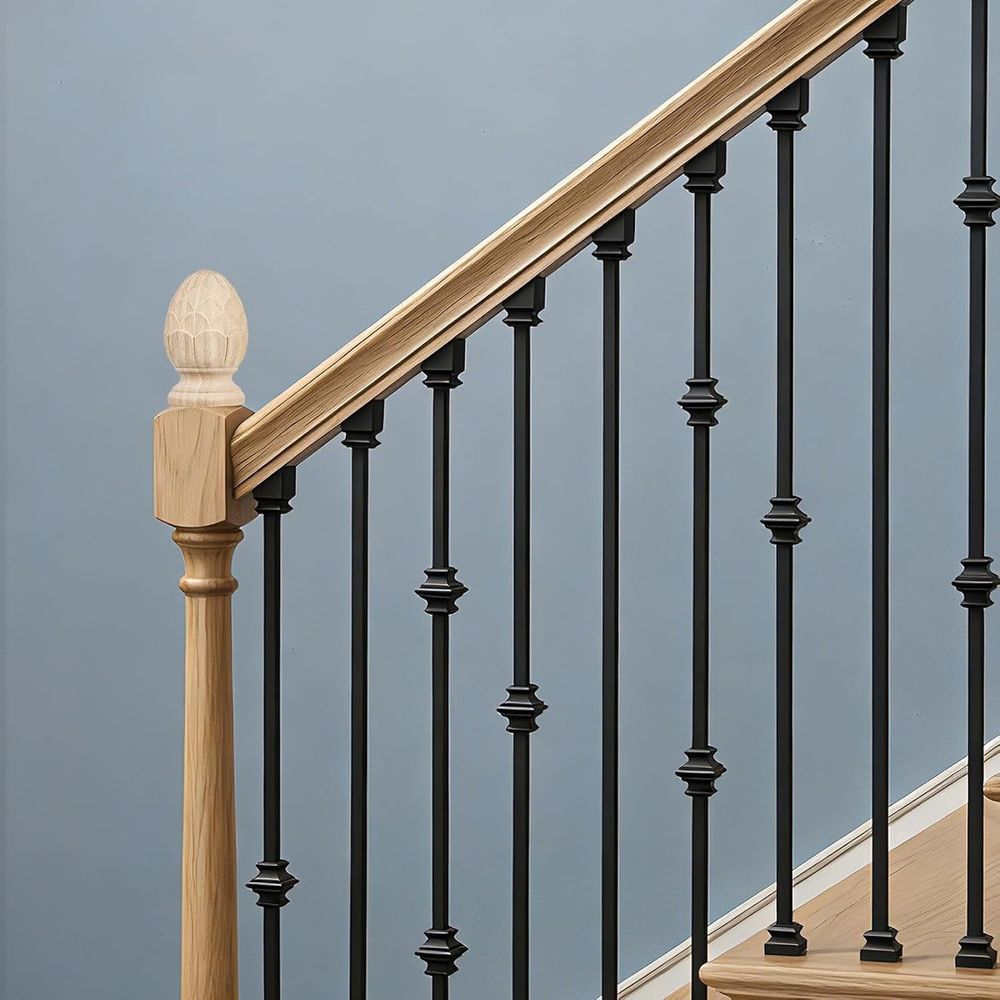 European Style Pineapple Wood Finial for Staircases 3.14 Inch - Carved Column End with Khaki Finish