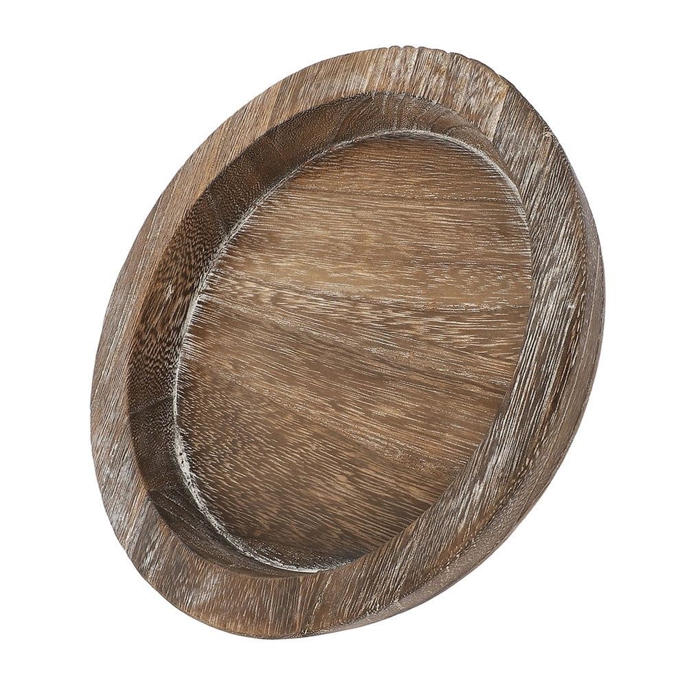 Wood Tray Coffee Round Decorative Plate for Holding Rustic Home Decor