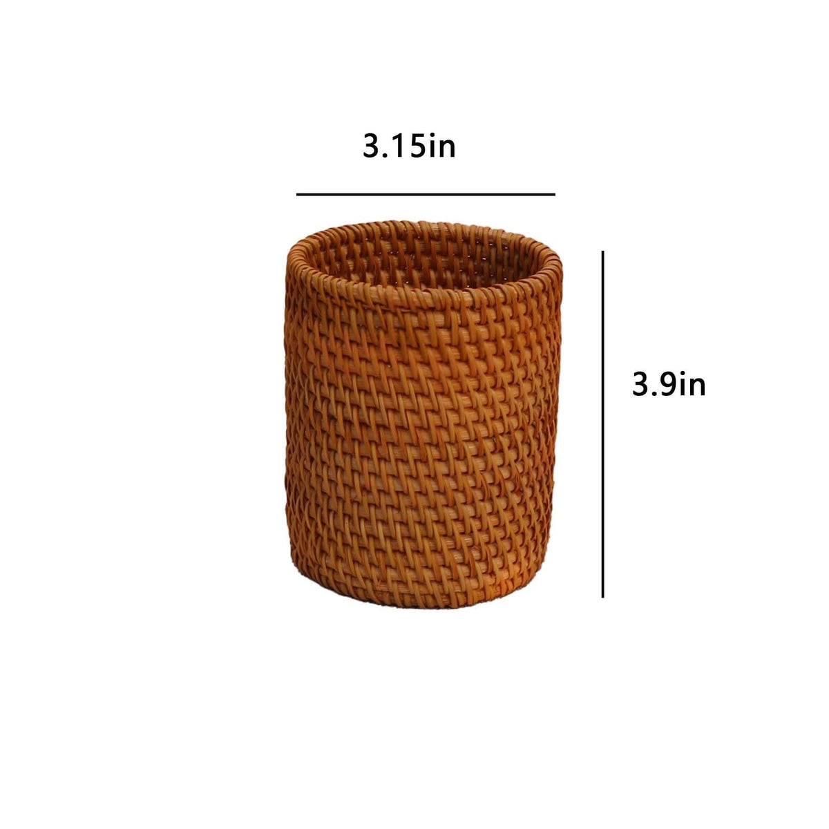 Handmade Rattan Pencil Holder, Cone Makeup Brush Holder, Table Décor Organizer Cups for Stationery, Cosmetic Brushes, Flower Vase, Brown, (8*10CM)