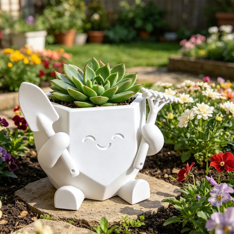 3D Printed Smiling Gardener (White)