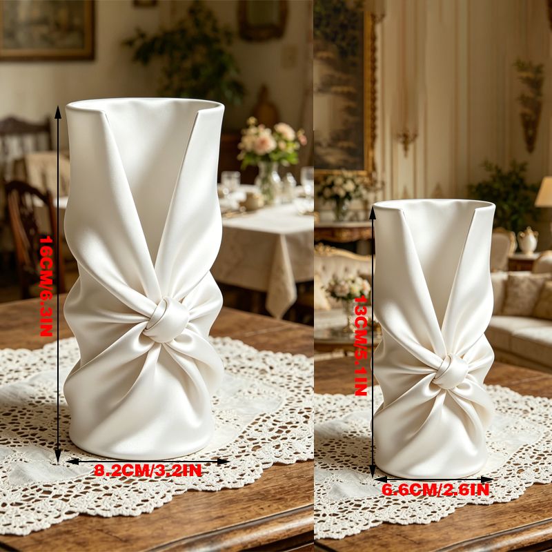 3D printed bow art vase, silk white