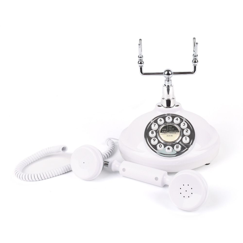 European Retro Desktop Phone: Classic design meets modern utility, perfect for home and office, reviving elegant call moments.(White button)
