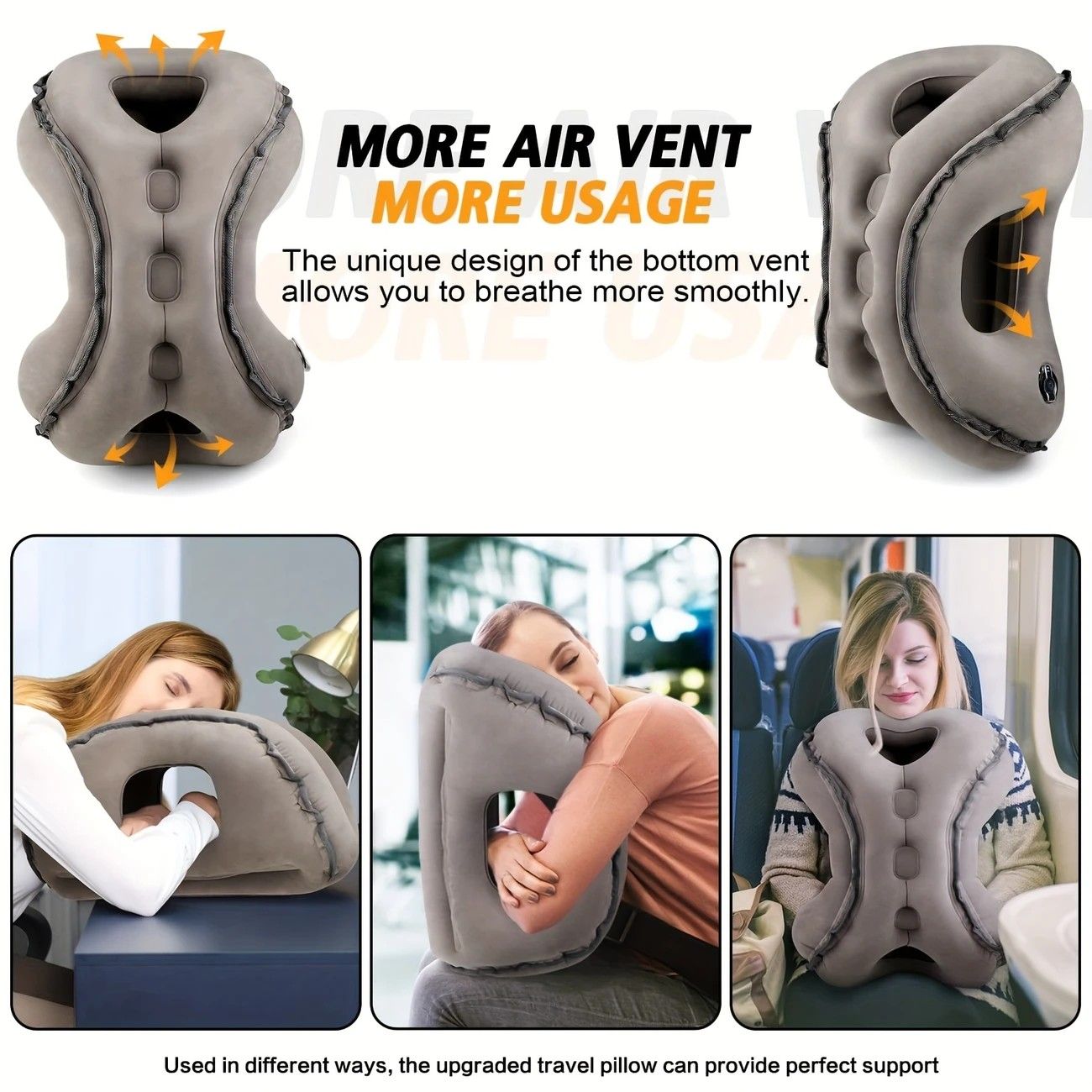 Inflatable Travel Pillow | Multi-Scene Ergonomic Design, 3-Second Inflate/Deflate, Relieves Travel Fatigue.BLUE