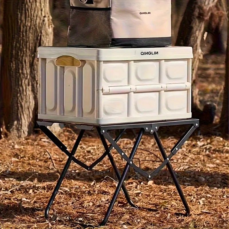 Portable Folding Camping Table Iron Outdoor Picnic Beach BBQ Tailgate Hiking with Storage Bag(BLACK)