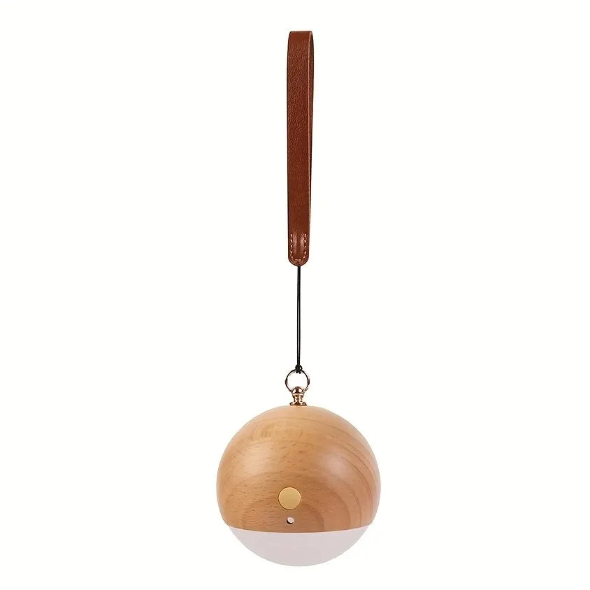 Scandinavian Wood 2-in-1 Voice Control Night Light, Solid Wood Portable Table Lamp Wall Ambient Light, 5m Offline Voice Control, 3-Level Dimming, with USB Cable & Lanyard(Sabili wood color)