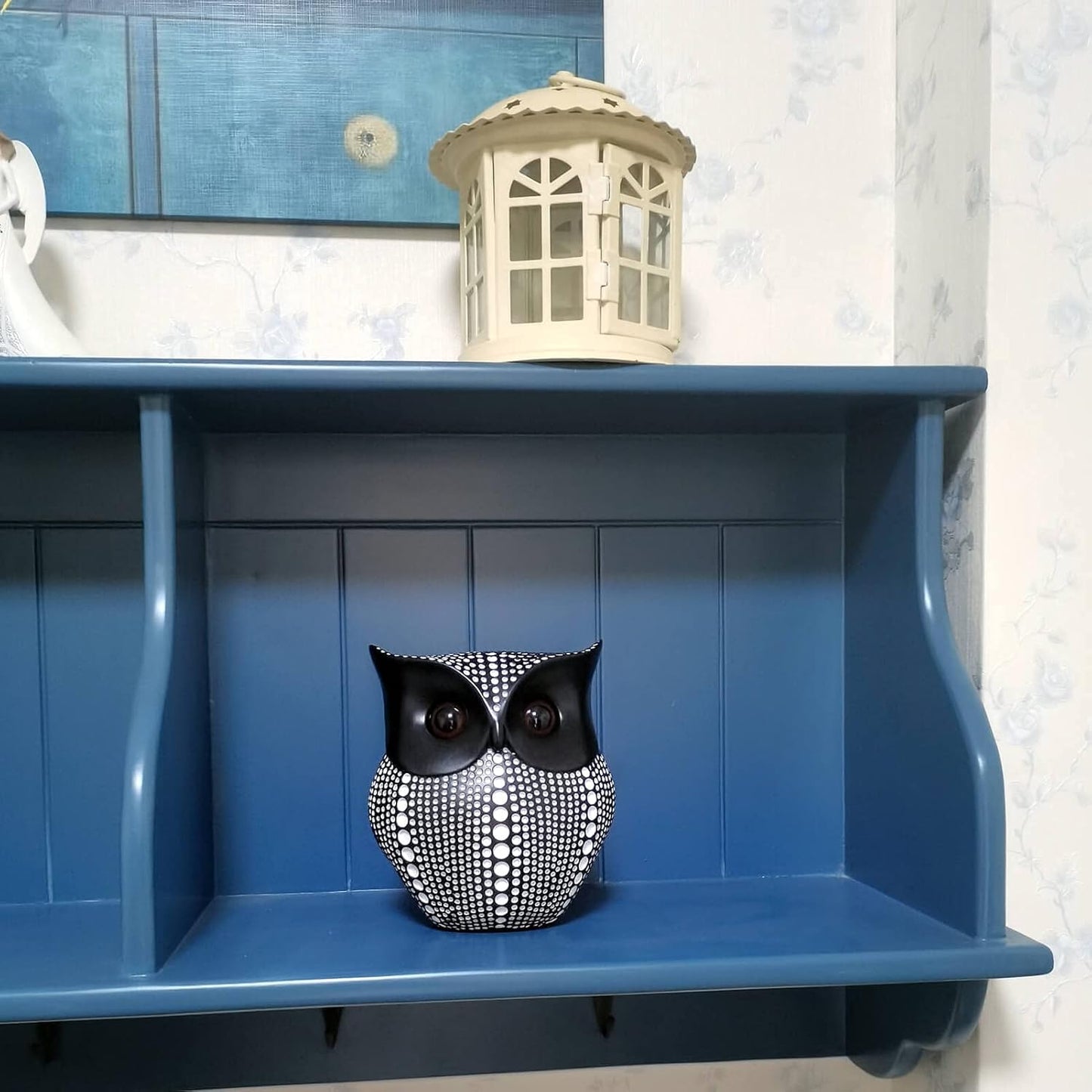 Resin Owl Statue Home Decor - Black Owl Sculpture, Bird Statue, Small Accents for Bedroom, Office, Garden, Bookshelf, TV Stand Figurines(Black)