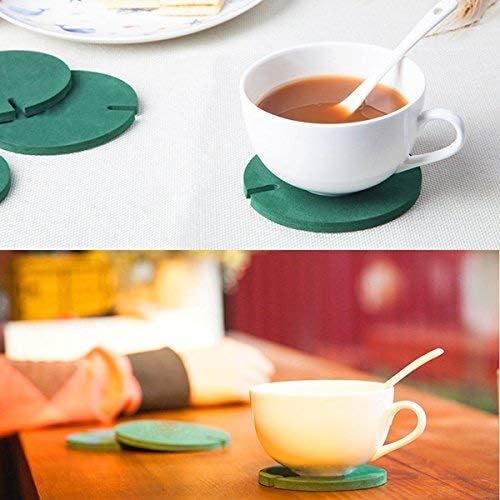 Flee 6-Piece Green Coaster Set with Flower Pot Shaped Holder for Drinks,Coffee,Cup