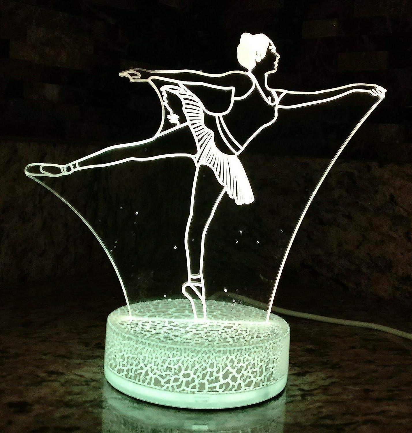 3D Ballet Night Light Led Touch Switch Decor Table Desk Optical Illusion Lamps 7 Color Changing Lights LED Table Lamp Xmas Home Love Gift