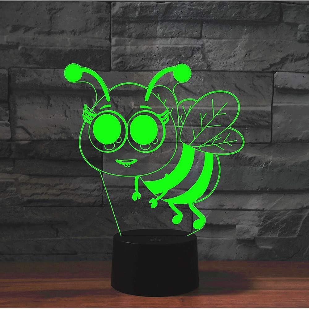 3D Bee Night Light Table Desk Optical Illusion Lamps 7 Color Changing Lights LED Table Lamp Xmas Home Love Birthday babies babies Decor Toy Gift
