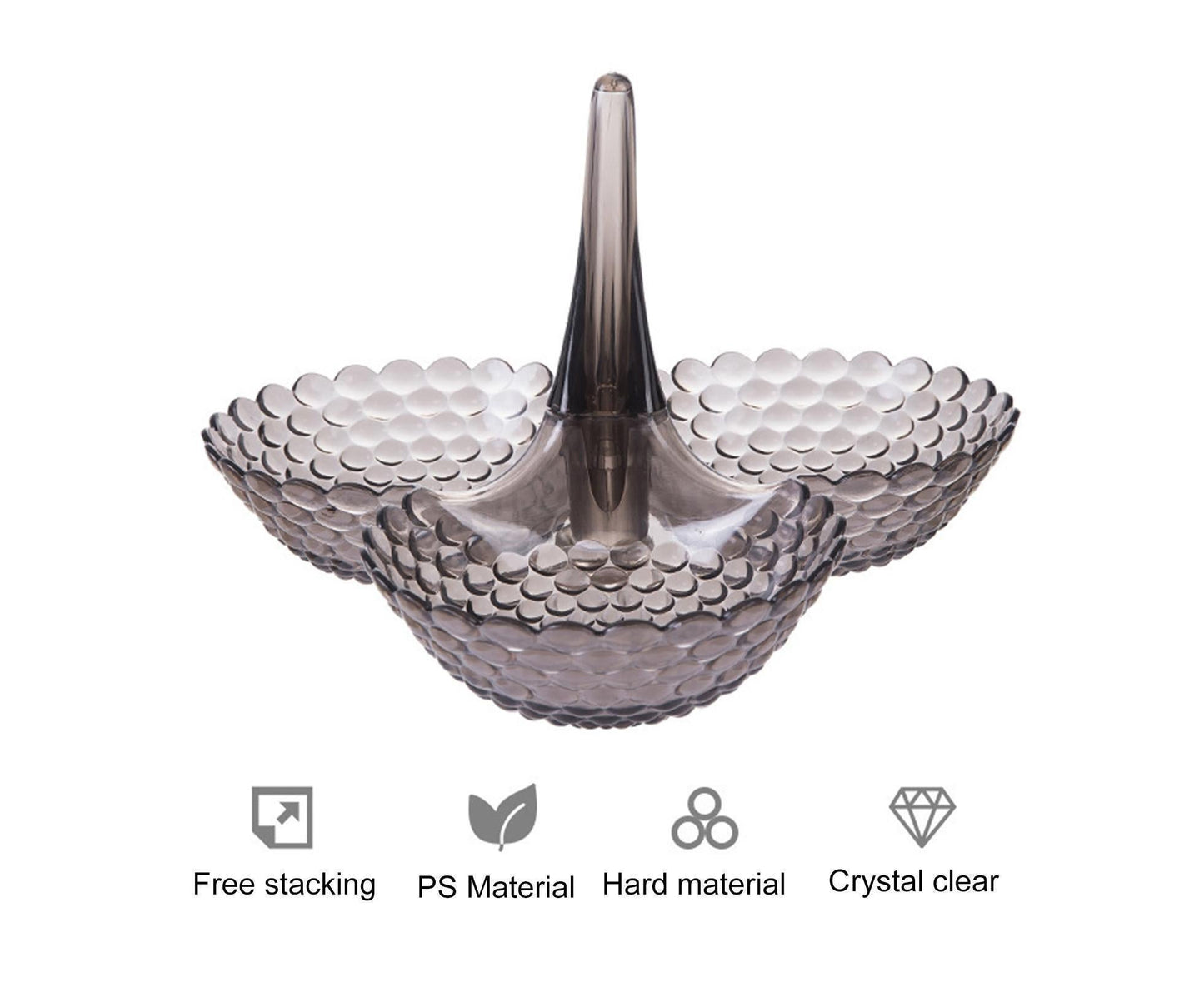 Practical Stable Dessert Plate Multi-use Exquisite Plastic Structure Cake Plate for Home-Black
