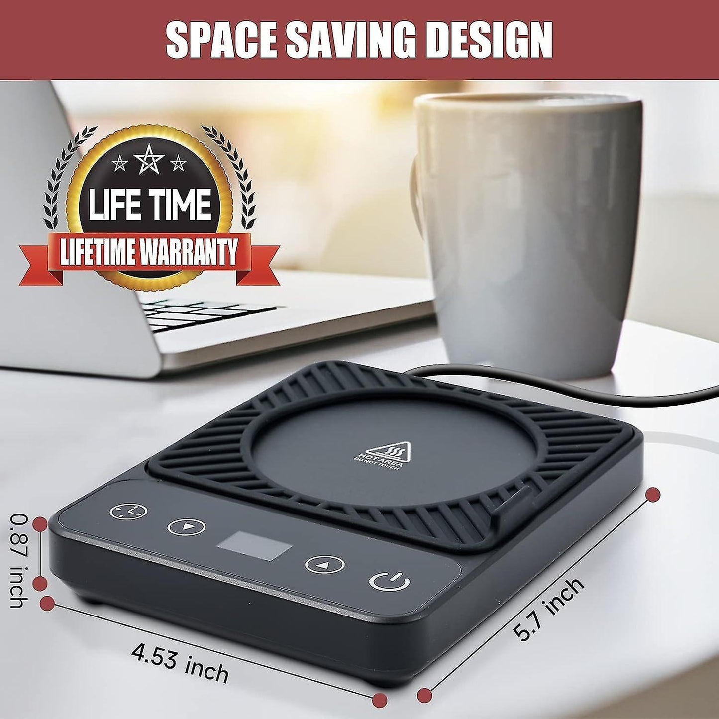 Electric Coffee Mug Warmer with Timer & 6 Temp Settings