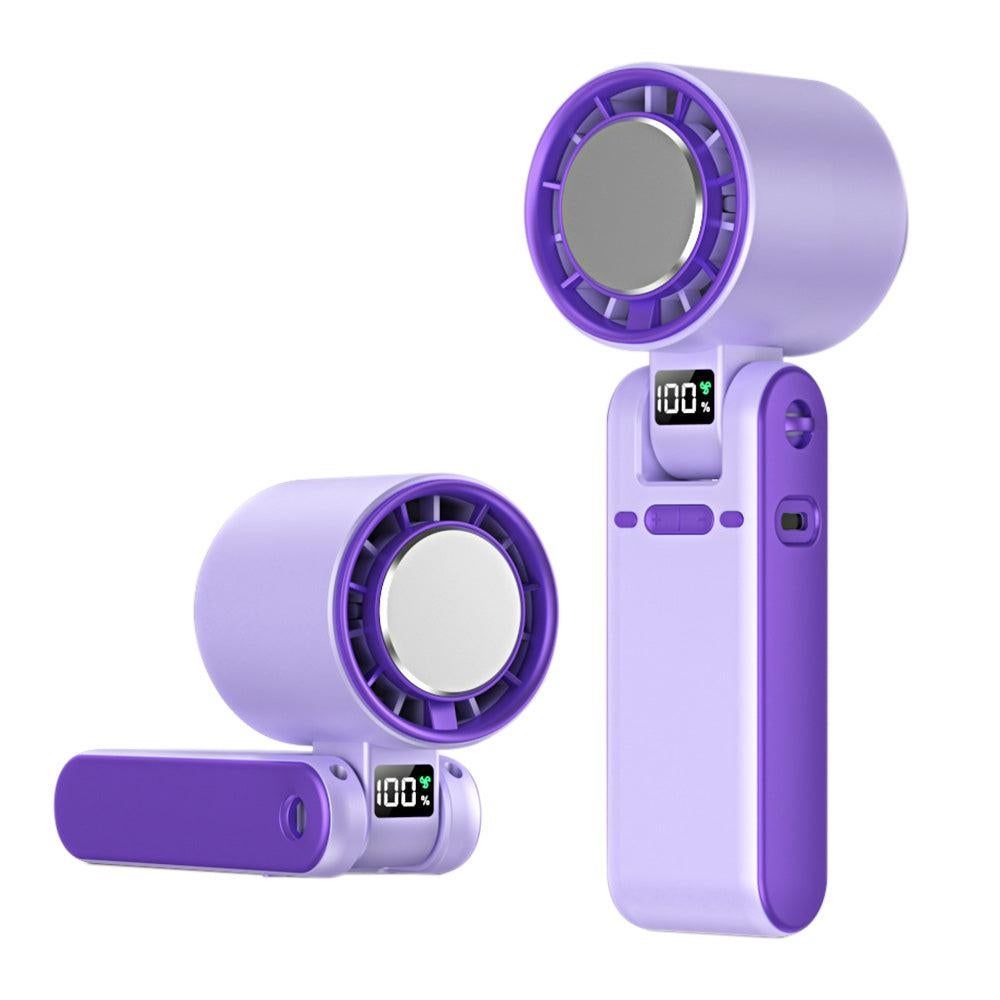 Handheld Portable Fan with Ice Cooler 100-Speed Rechargeable Handheld Fan - Purple