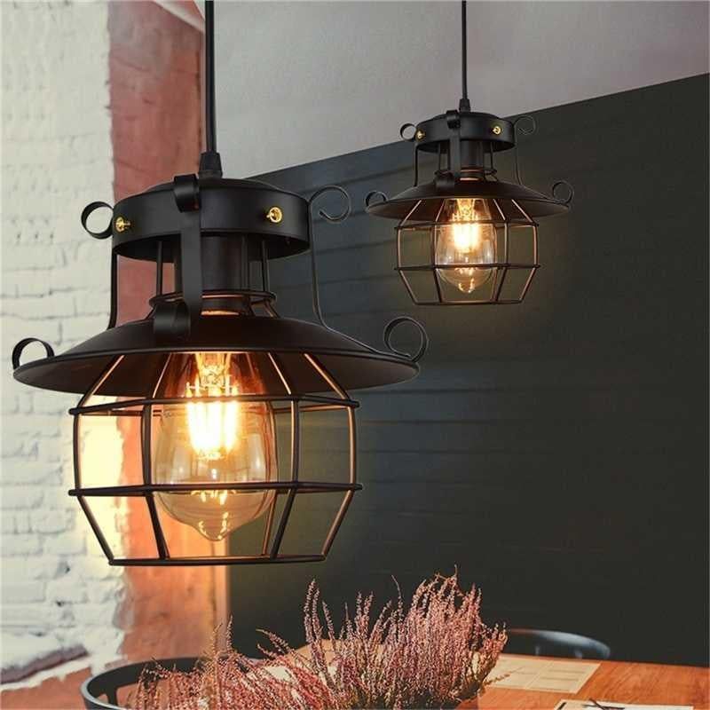 Retro Iron Cage Chandelier Personality Bar Cafe Decorative Light without Light Source