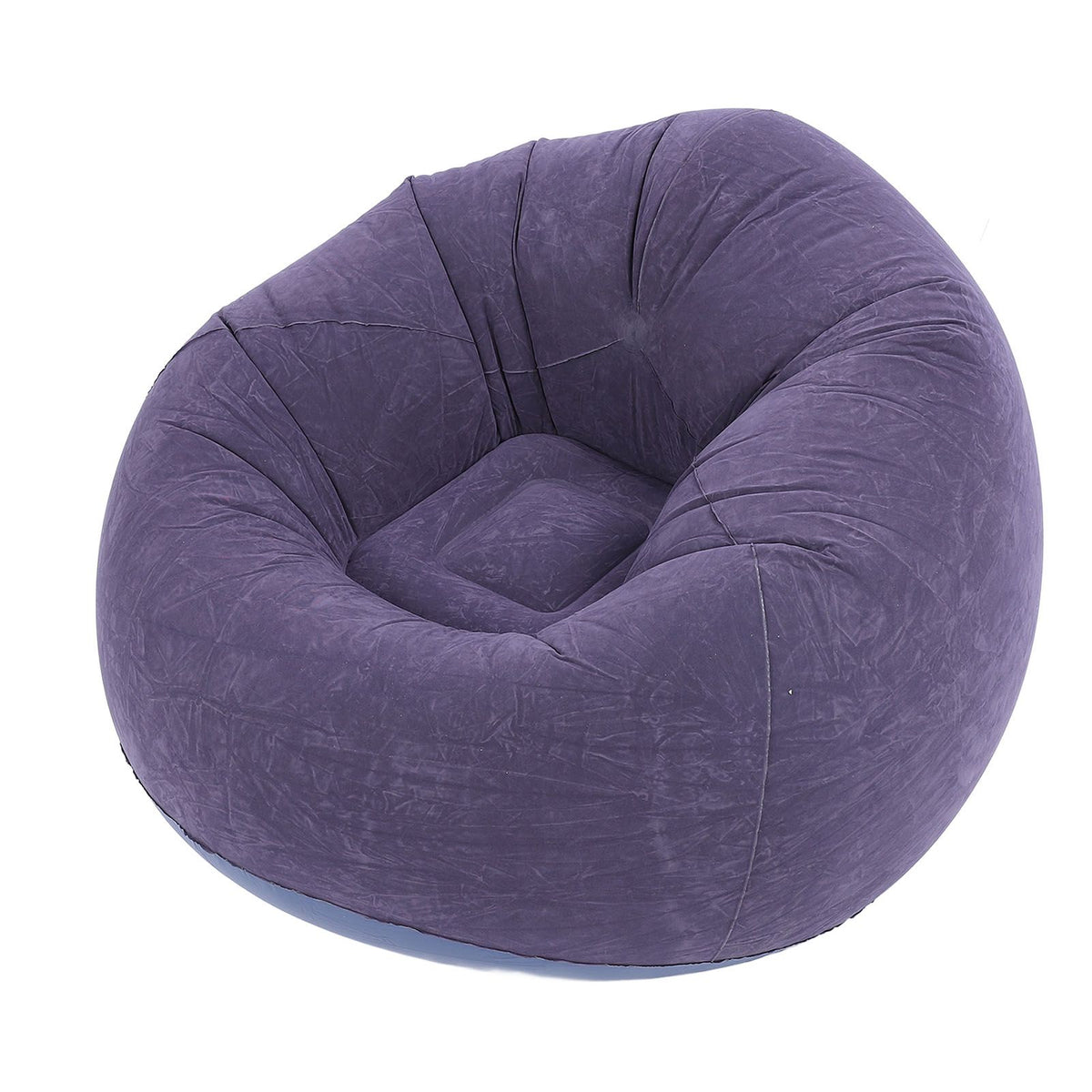 Inflatable Lounge Chair Flocking PVC Portable Folding Blow Up Sofa for Living Room Bedroom Balcony Office Travel Dark Blue