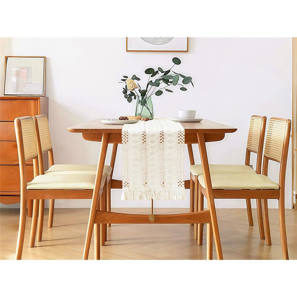 2 pack tablecloth with Tassels, Fall tablecloth Rustic Farmhouse Table Runners for Bohemian Dining Bedroom Kitchen Decor 12x48 Inches(only tablecloth)